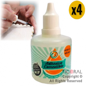 ADHESIVO COMESTIBLE EN GEL CON PINCEL APLICADOR 4 X 60 ml